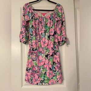 Lilly Pulitzer Lana Skort Romper in High Tide Navy Print - S